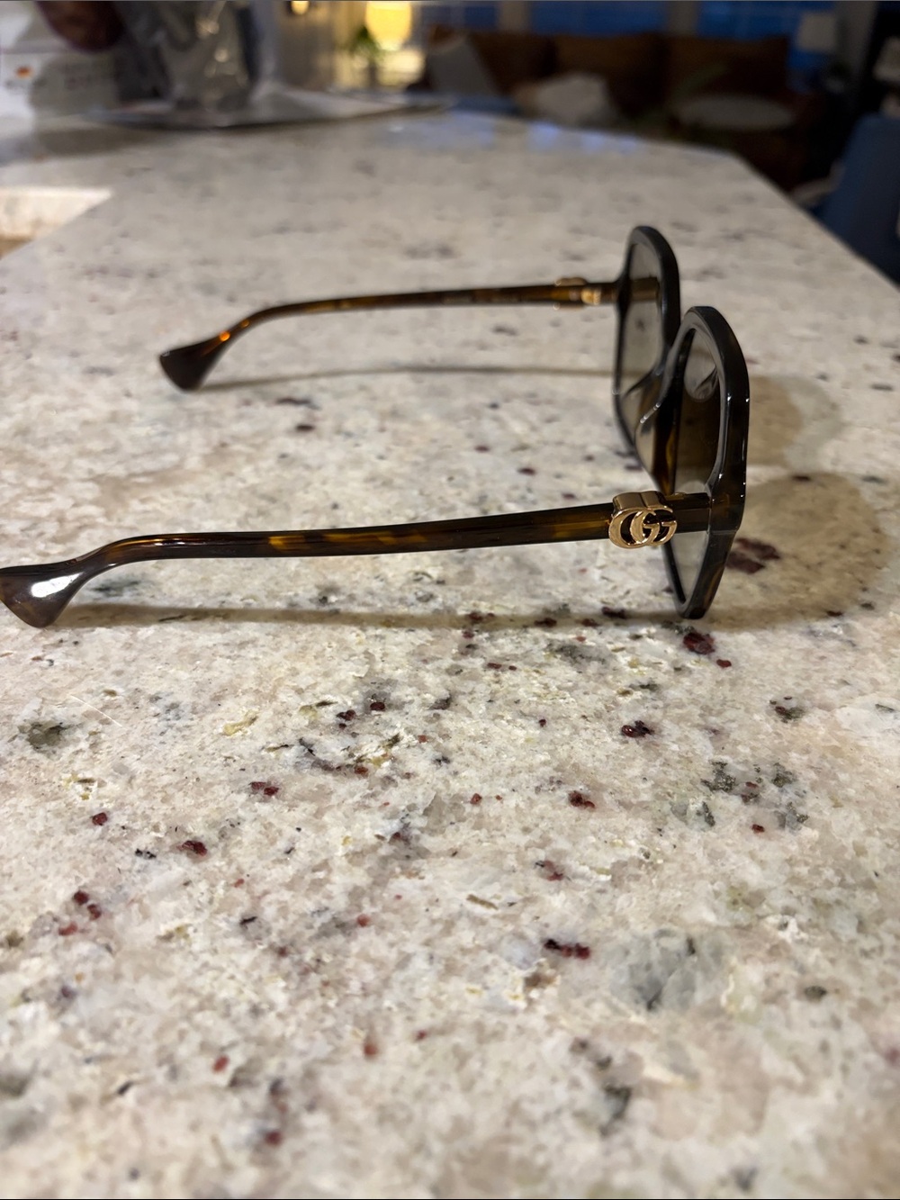 Gucci Women’s Dark Tortoiseshell Square Sunglasses - Picture 4 of 5